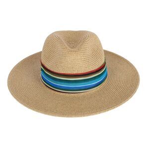 Karen Keith Women's Toyo Braid Straw Sun Hat with Chiffon Hatband